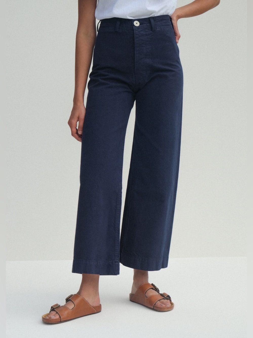 Jesse Kamm Navy Wide-Leg Cropped Pants